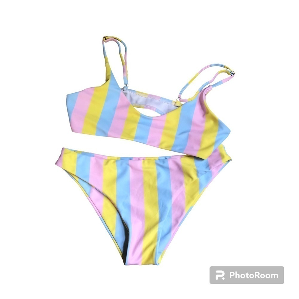 NWOT pastel striped bikini